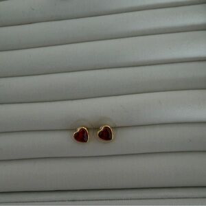 Gold Heart Stud Earrings